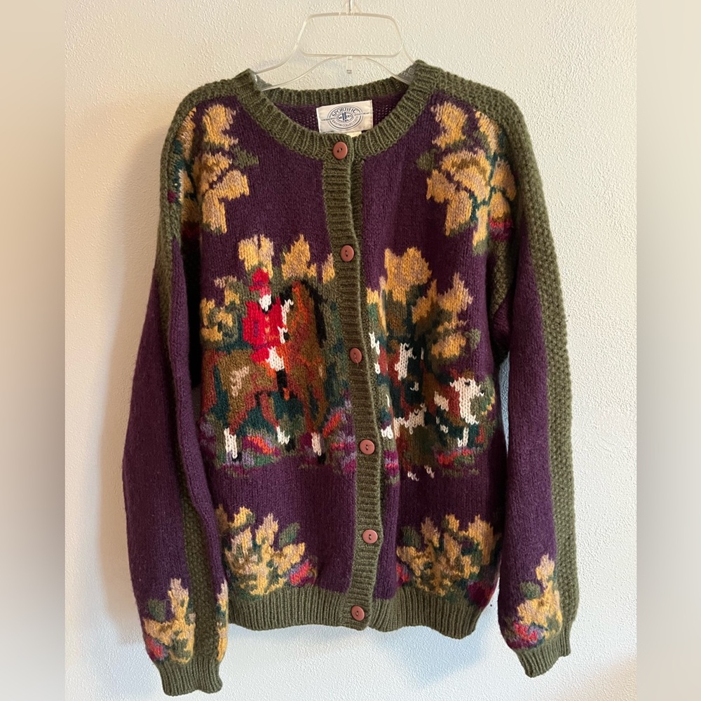 Vintage 100% Wool Floral Cardigan